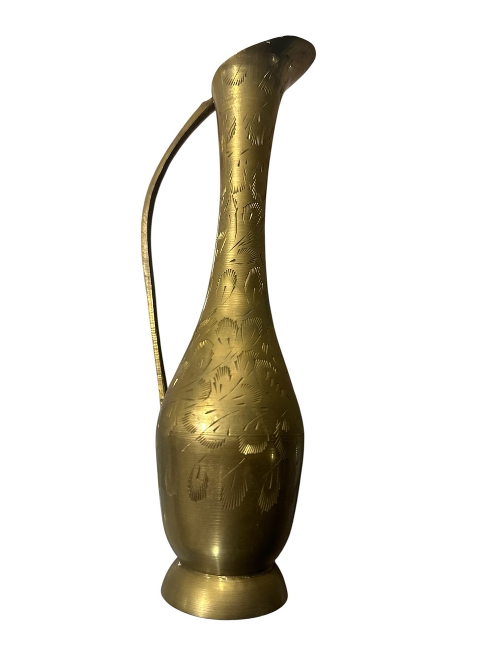 Vintage brass mid century jug with floral design